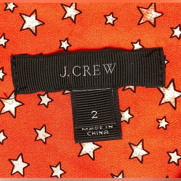 J. Crew Women's Orange Silk Long Sleeve Button Up Star Print Top/Blouse Size 2 - Picture 7 of 12